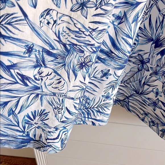 Rosetta Getty Blue and White Midi Sundress with Notched Collar - Picture 7 of 13